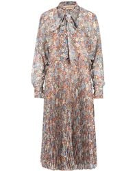 Valentino - Floral Pleated Midi Dress - Lyst