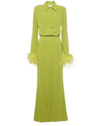 Roland Mouret - Feather-Trimmed Crepe-Satin Shirt Dress - Lyst