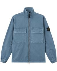 Stone Island - Logo-Patch Zip-Up Shirt Jacket - Lyst