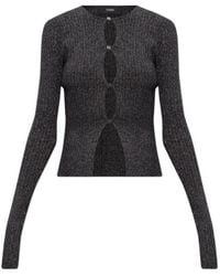 Amiri - Cut Out Detailed Metallic Thread Cardigan - Lyst
