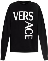 Versace - Logo-Print Cotton Sweatshirt - Lyst