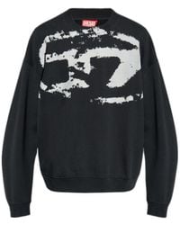 DIESEL - S-Boxt-N5 Distressed Flocked Logo Sweatshirt - Lyst