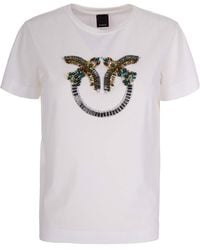 Pinko - Logo Embellished T-Shirt - Lyst
