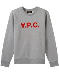 A.P.C. - Flocked Logo Organic Cotton Sweatshirt - Lyst