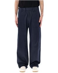 Prada - Triangle-Patch Wide-Leg Trousers - Lyst
