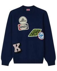 KENZO - Embroidered Sweater With Badges - Lyst