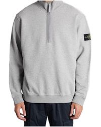 Stone Island - Logo Patch Half-Zip Sweatshirt - Lyst