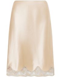 Saint Laurent - Lace Trim Satin Skirt - Lyst