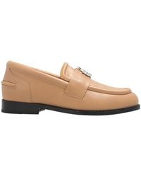 Lanvin - Logo Tag Round Toe Loafers - Lyst