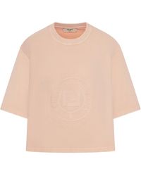 Fendi - Ff Detailed Cropped Crewneck T-Shirt - Lyst