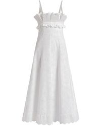 Alberta Ferretti - Broderie Anglaise Midi Dress - Lyst