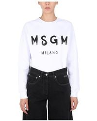 MSGM - Logo Printed Ribbed Sweatshirt - Lyst