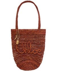 Chloé - Chloé Small Summer Banana Raffia Tote Bag - Lyst