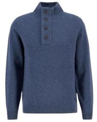 Barbour - High-Neck Half Buttoned Knit Jumper - Lyst