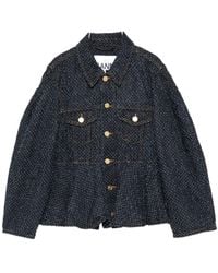 Ganni - Buttoned Denim Peplum Jacket - Lyst