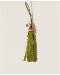 Miu Miu - Logo-Plaque Fringed Keyring - Lyst