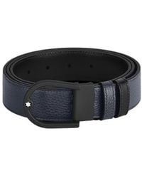 Montblanc - Horseshoe Light Buckle Midnight/ 35 Mm Reversible Leather Belt - Lyst