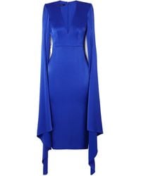 Alex Perry - Vander Cape-Effect Satin-Crepe Midi Dress - Lyst