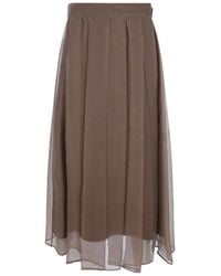 Brunello Cucinelli - Flared Midi Skirt - Lyst