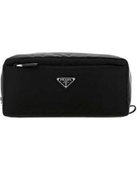 Prada - Re-Nylon And Saffiano Leather Travel Pouch - Lyst