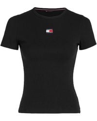 Tommy Hilfiger - Tommy Jeans Logo Embroidered Ribbed Slim T-Shirt - Lyst
