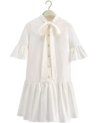 Dior - Qixi Short Flared Dress With Bow Collar - Lyst