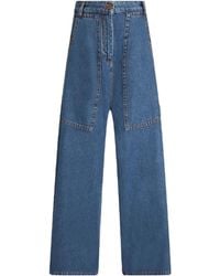 Etro - Pegaso-Embroidered High-Waist Wide-Leg Jeans - Lyst