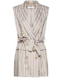 Kaos - Long Double Breasted Sleeveless Striped Vest - Lyst