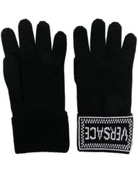 Versace - Intarsia-Logo Virgin-Wool Gloves - Lyst