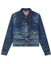 KENZO - Logo Patch Denim Jacket - Lyst