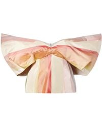 Rosie Assoulin - Making Your Point Off-The-Shoulder Striped Silk-Taffeta Top - Lyst