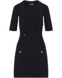 Elisabetta Franchi - Ribbed Mini Knitted Dress - Lyst
