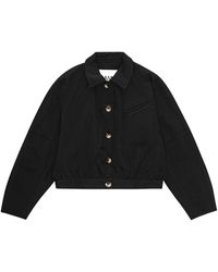 Ganni Heavy Twill Wide Collar Short Jacket in Green | Lyst Ganni Heavy Twill Wide Collar Short Jacket in Green | Lyst