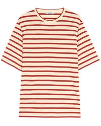 Jil Sander - Striped Logo Patch T-Shirt - Lyst