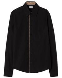 Burberry - Classic Fit Check Piping Cotton Poplin Shirt - Lyst