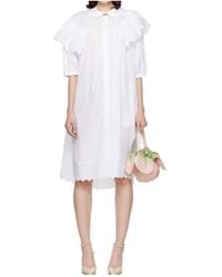 Simone Rocha - Ruffle-Trimmed Puff-Sleeve Shirt Midi Dress - Lyst