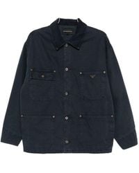 Emporio Armani - Corduroy-Collar Logo-Plaque Jacket - Lyst