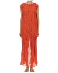Alysi - Metallic Gauze Longuette Dress - Lyst