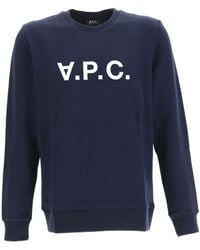 A.P.C. - Flocked Logo Crewneck Sweatshirt - Lyst