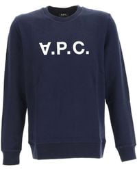 A.P.C. - Flocked Logo Crewneck Sweatshirt - Lyst