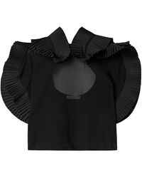 Co. - Crepe De Chine And Pleated Poplin Blouse - Lyst