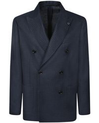 Lardini - Double Breasted Tailored Blazer - Lyst