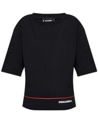 DSquared² - Logo Printed Striped Crewneck T-Shirt - Lyst