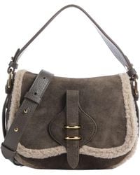 Coccinelle - Shearling-Trim Suede Shoulder Bag - Lyst
