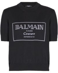 Balmain - Logo Intarsia Crewneck T-Shirt - Lyst