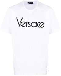 Versace - Logo Embroidered Crewneck T-Shirt - Lyst