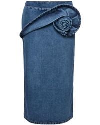 Magda Butrym - Rose-Detail Denim Midi Skirt - Lyst
