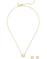 COACH - Set Of Logo Earrings And Necklace - Lyst