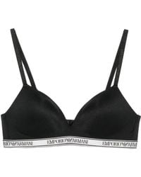 Emporio Armani - Logo-Tape Triangle Bra - Lyst
