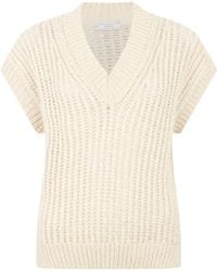 Peserico - Cable Knit V-Neck Knitted Top - Lyst